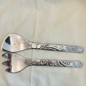 Vintage Wilton Armetale William & Mary Salad Serving Utensils – Spoon & Fork Set